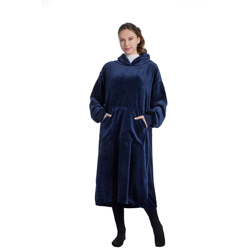 Blanket Hoodie Wearable Blanket Sweatshirt Large Warm Pullover Lazy Hoodie Extended Length