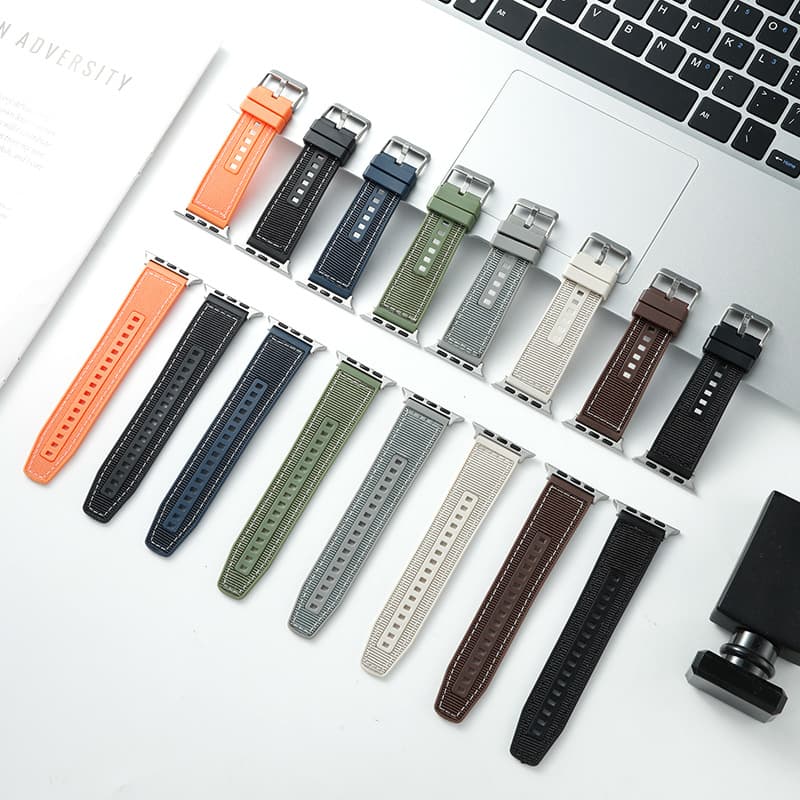Compatible with Apple Watch iWatch 1-S10 Nylon Composite Silicone Pin Buckle Strap