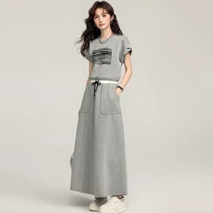 Cool Cotton 2026 Summer New Fashion Casual Sportswear Set for Women Trendy Short Sleeve Skirt Two-Piece Set