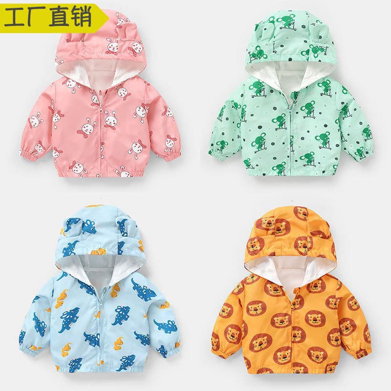 Cute Cartoon Baby Girl Jacket Full Print Infant Toddler Outerwear Spring Autumn Fashionable Kids Clothes Polyester Fiber