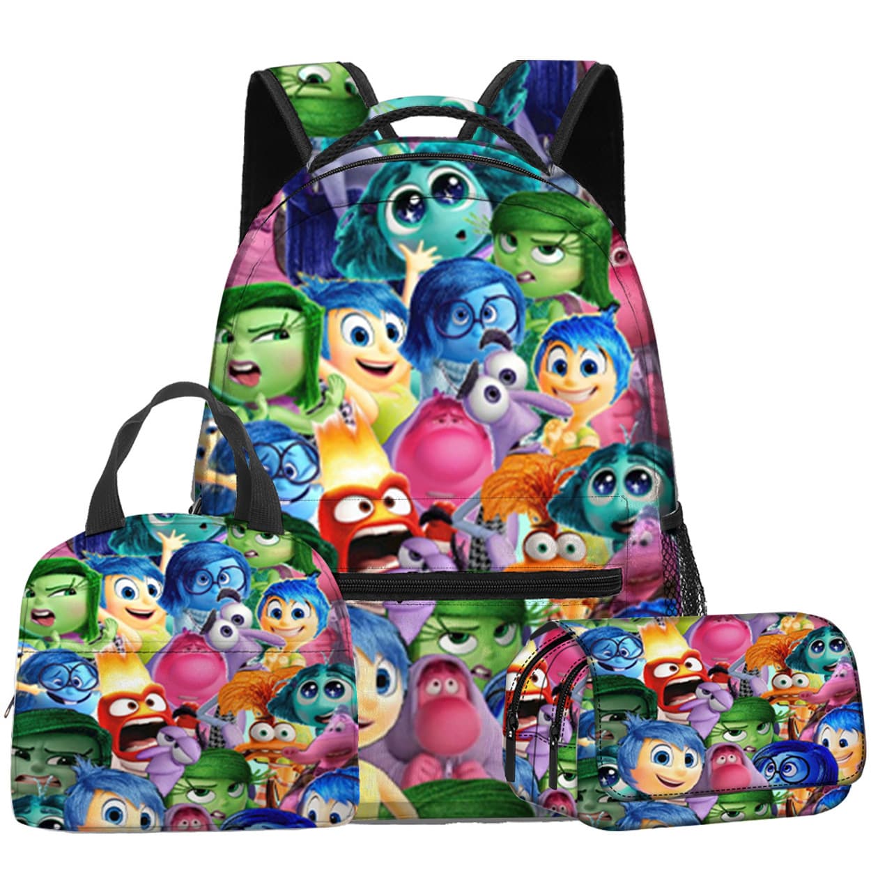 Inside Out 2 Plush Elementary School Backpack Full Pencil Case Cartoon Lunch Bag