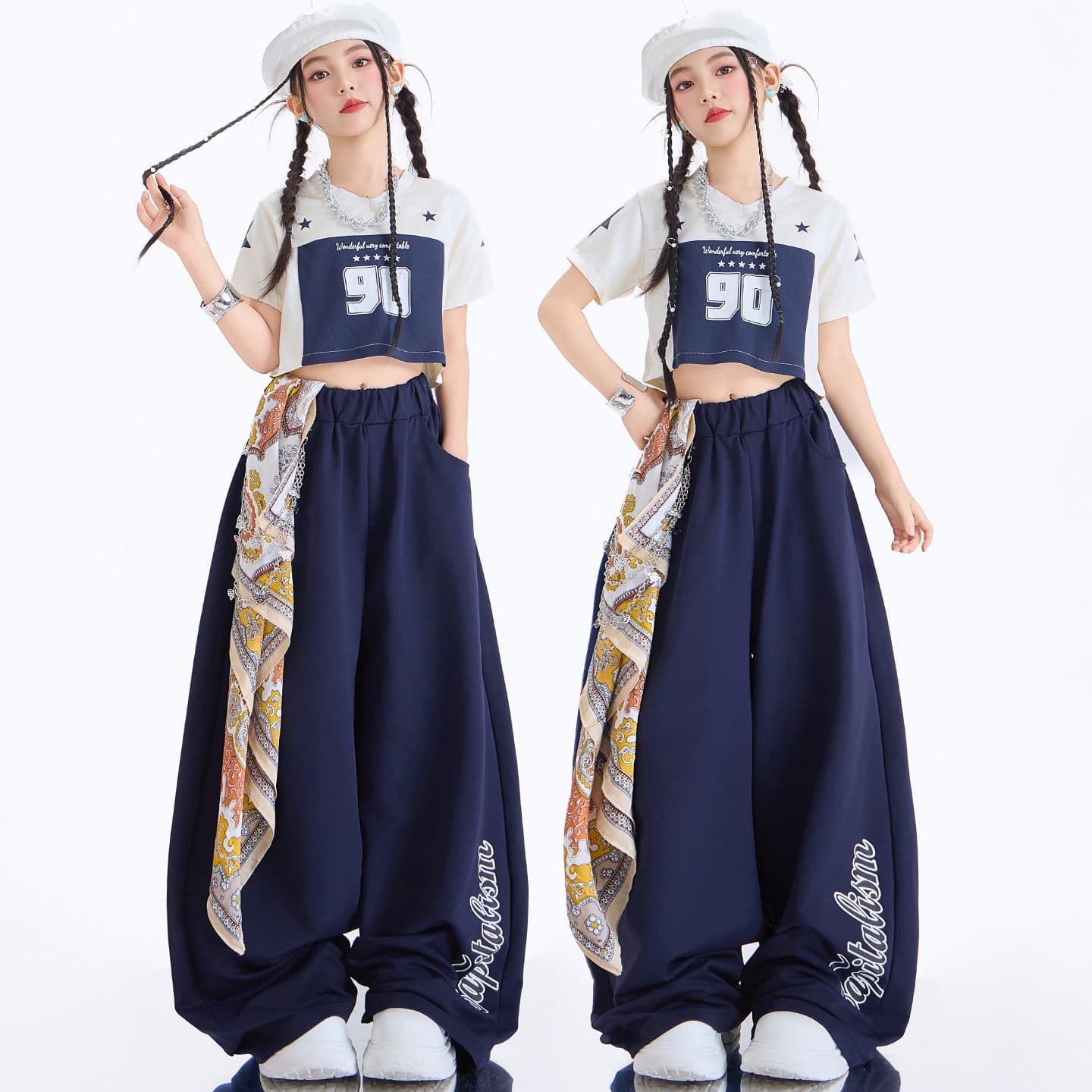 Girls' jazz dance costumes, fashionable children's dance costumes, trendy and cool catwalk costumes, children's hip-hop jazz suits