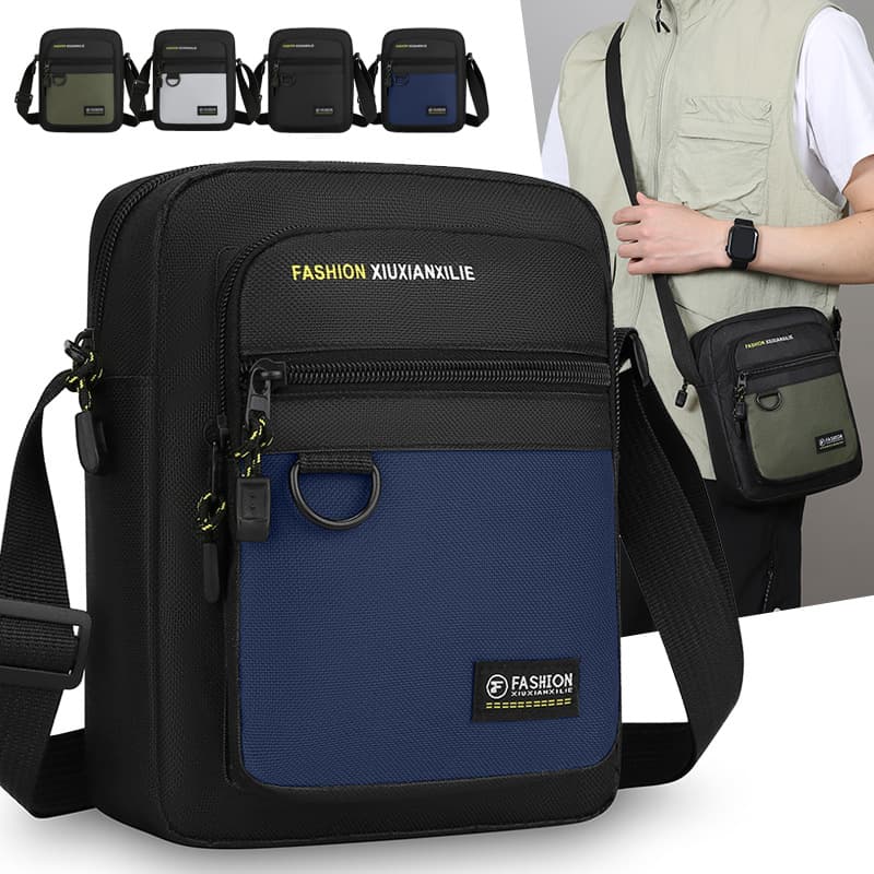 New simple men's shoulder bag, outdoor leisure sports multi-layer crossbody bag, business portable outing wear-resistant backpack