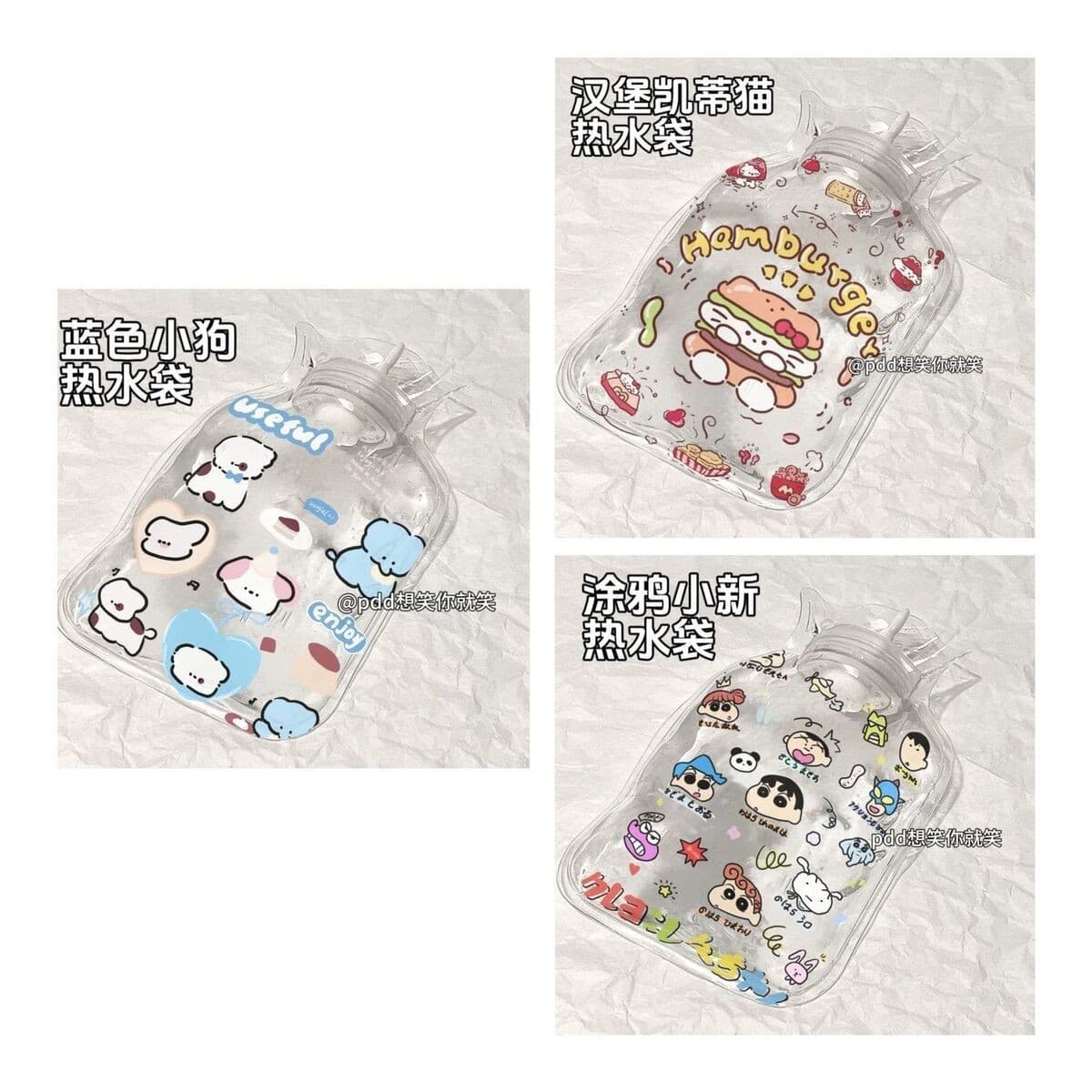 Cute new portable hand warmer bag, suitable for students and best friends, cartoon style, water-filled hot water bottle, portable, transparent, explosion-proof.