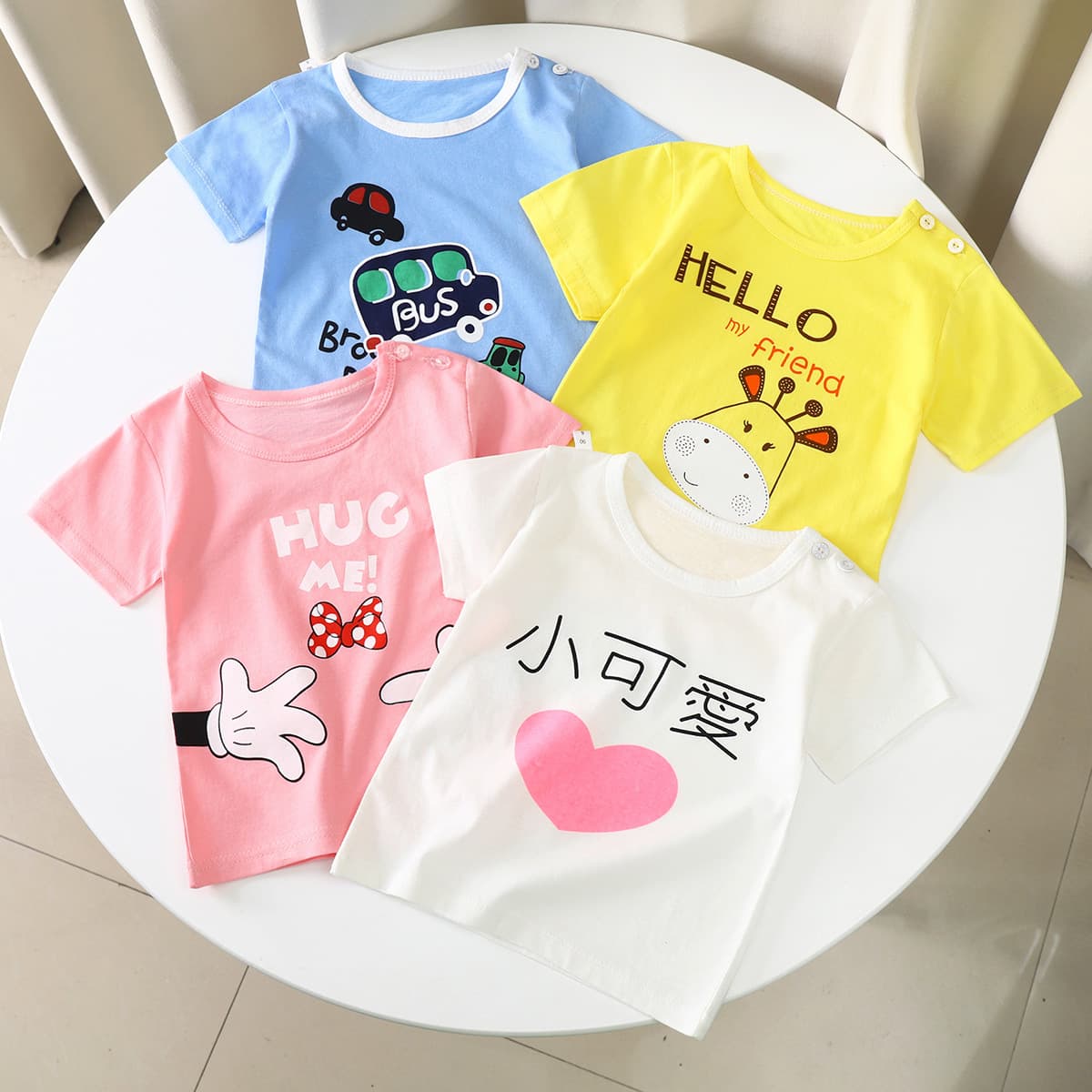 Children's short-sleeved T-shirt pure cotton baby half-sleeved bottoming shirt for boys and girls baby tops summer clothes 0-7 years old one piece drop shipping