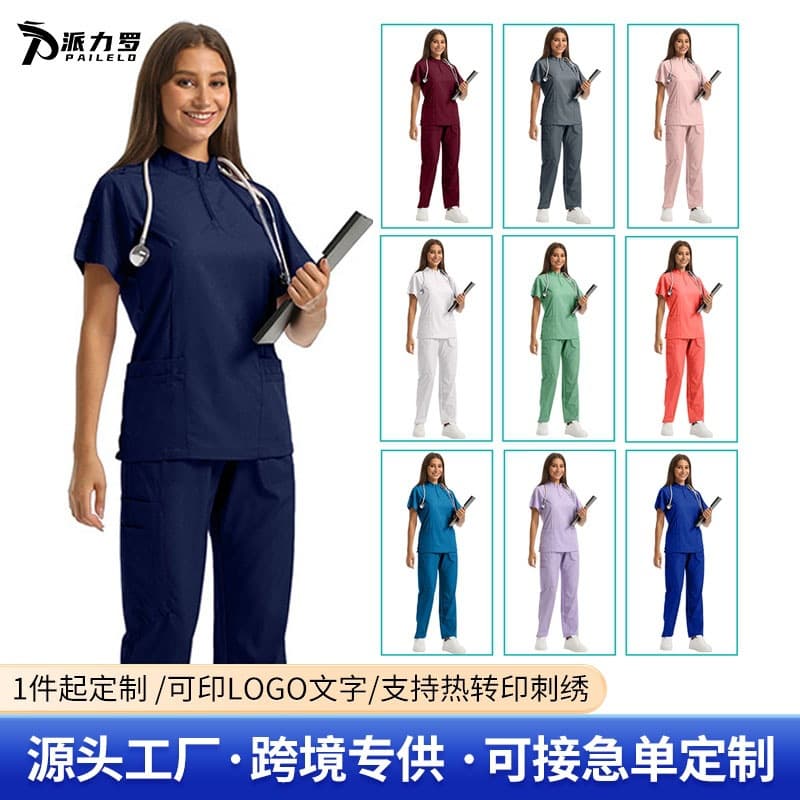 In Stock Nurse Scrub Top Short Sleeve Medical Workwear for Hospital Beauty Salon Postpartum Center Doctor Uniform Surgical Scrub