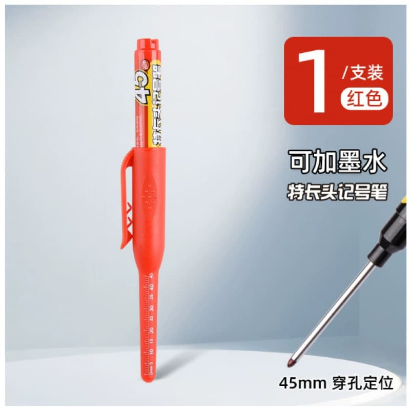 45mm Oil-based Carpenter Long-Head Marker, Long-Nose Black Deep-Hole Scribing Extended Long-Head Pen, Large-Head Marker