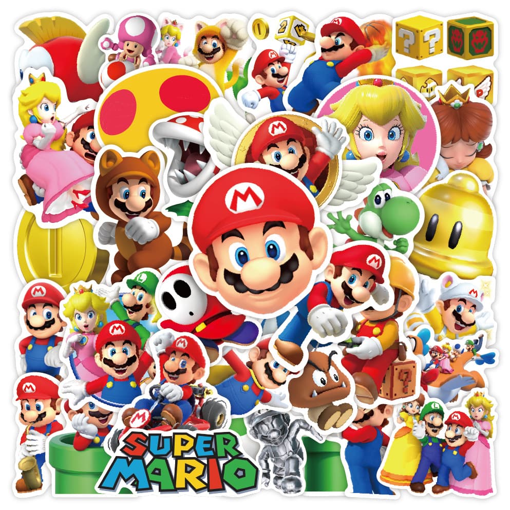 50 Mario Stickers Super Mario Game Stickers Luggage Skateboard Graffiti Stickers Waterproof Stickers