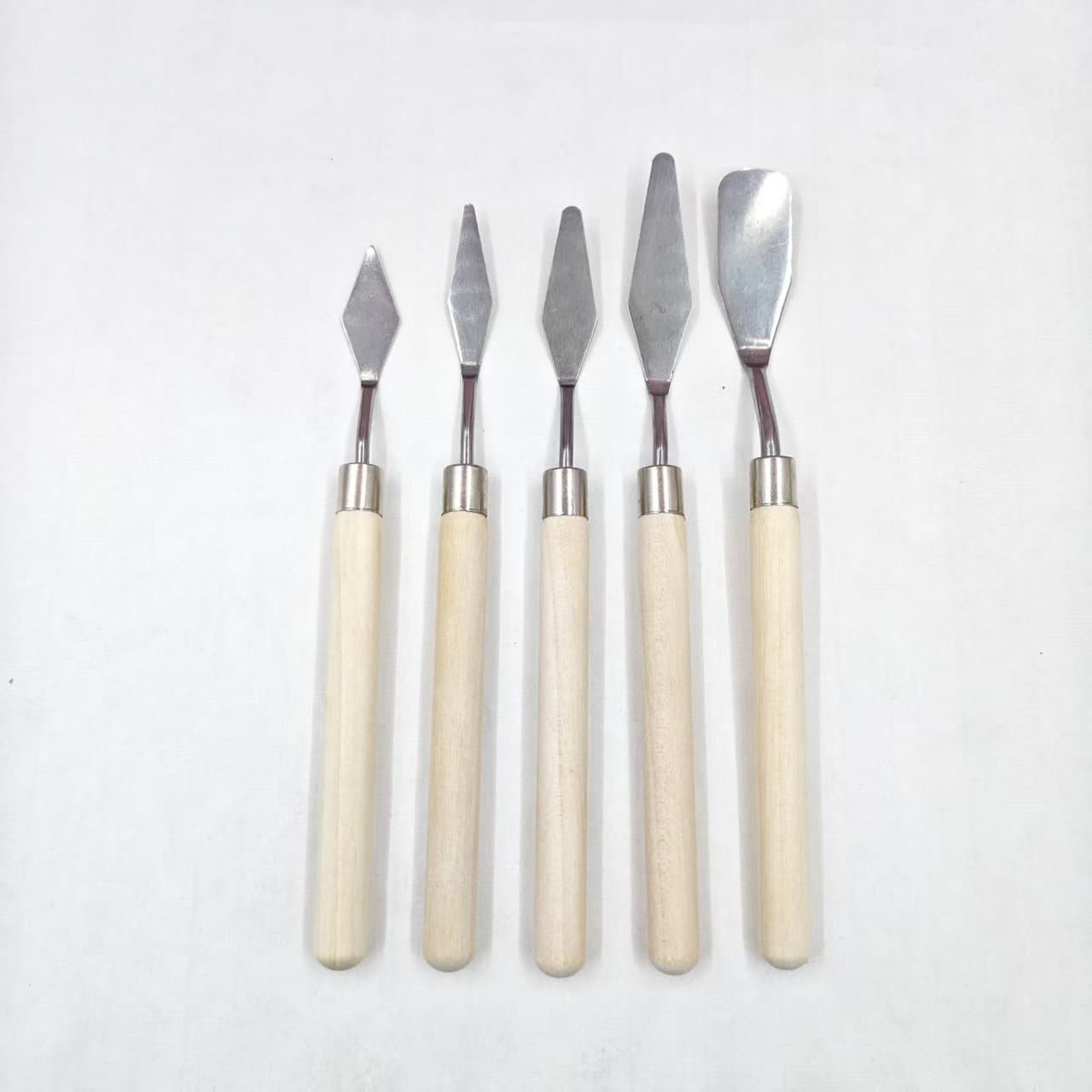 Cross-border Art Oil Painting Stainless Steel Palette Knife Set of 5 Pointed Shape Mixing Spatula Pigment Small Scraper