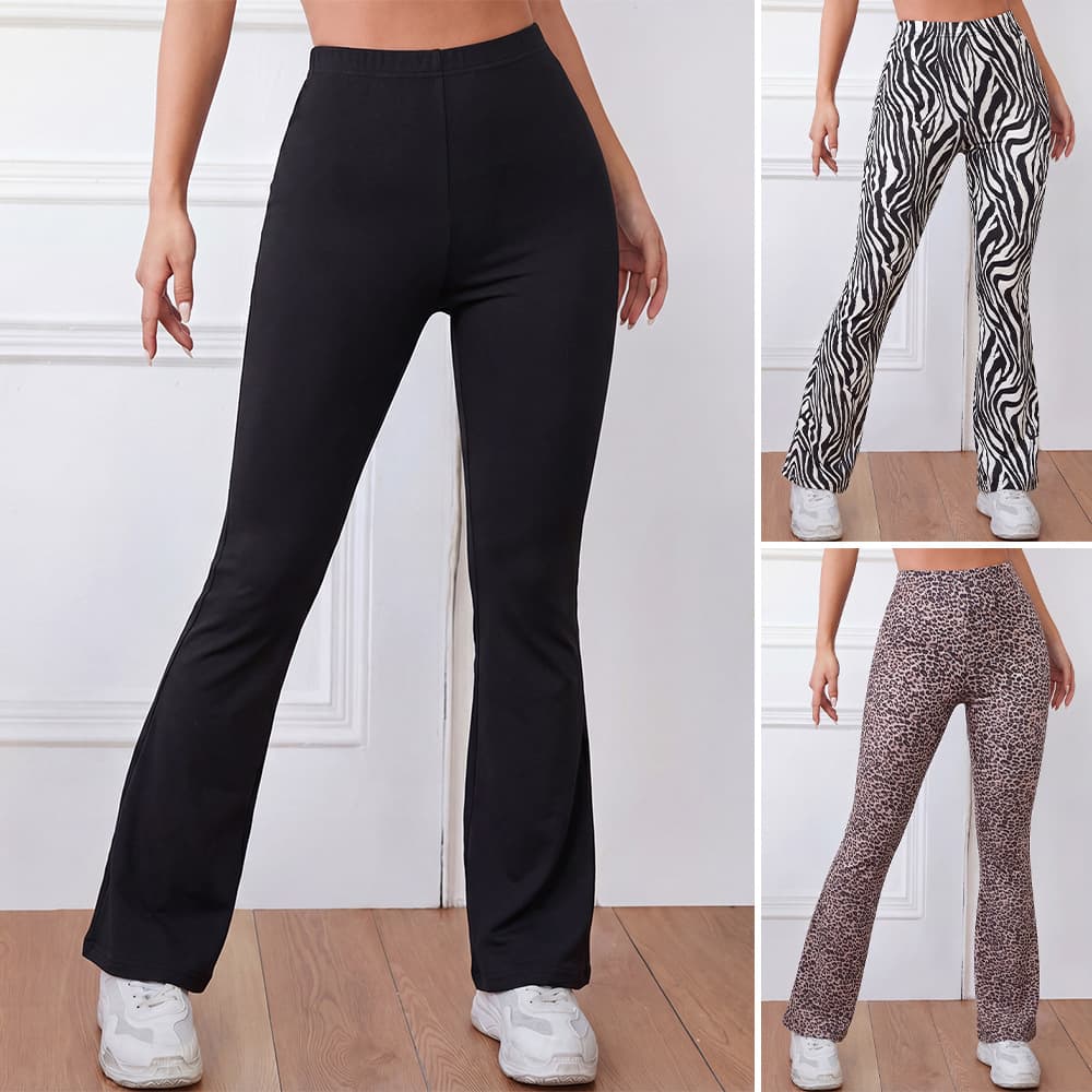 Cross-Border Women's European and American High-Waist Yoga Flared Pants Women's Fitness Sports Slim Shaping Elastic Micro-Flared Long Pants