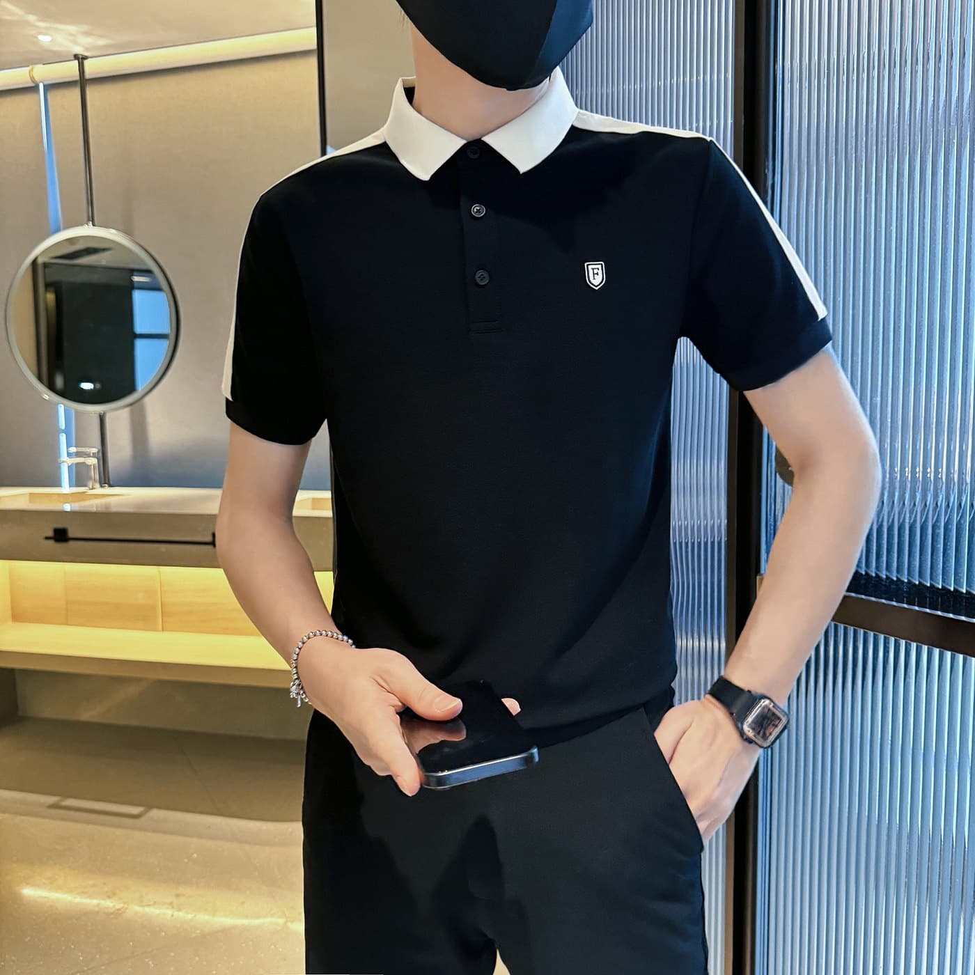 2026 Summer New Short Sleeve T-Shirt Lapel Embroidered Polo Shirt A3124-P50 Black White Dark Gray Ready in Stock