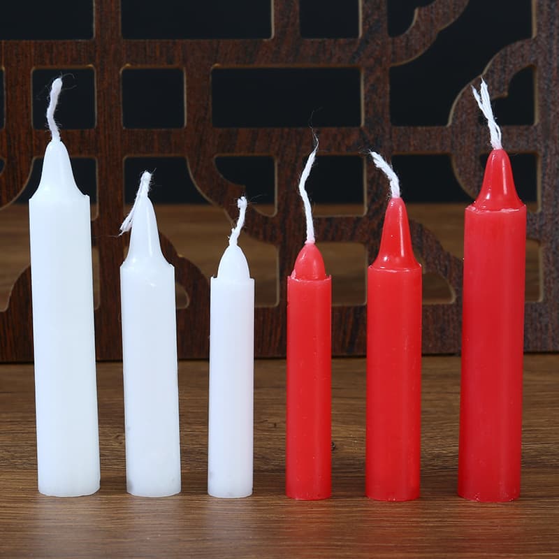 Red and White Small Candles for Festive Home Use, Lantern Festival, Buddha Worship, Mini Candles, 10 Pieces