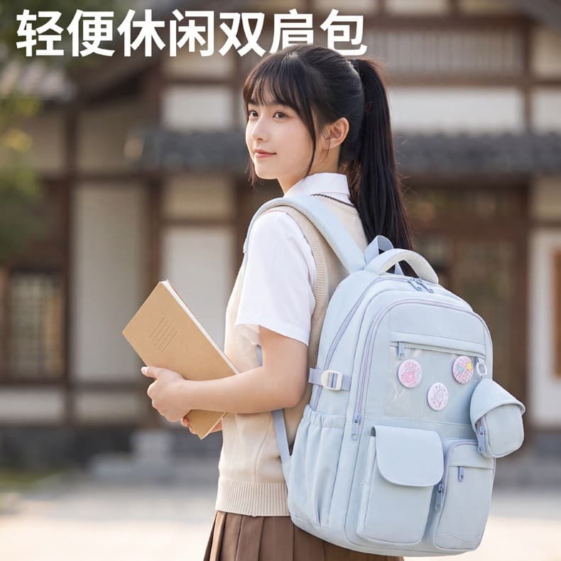 New Style Ins College Style High School Student Backpack High Appearance Primary and Middle School Grades 3-6 Backpack