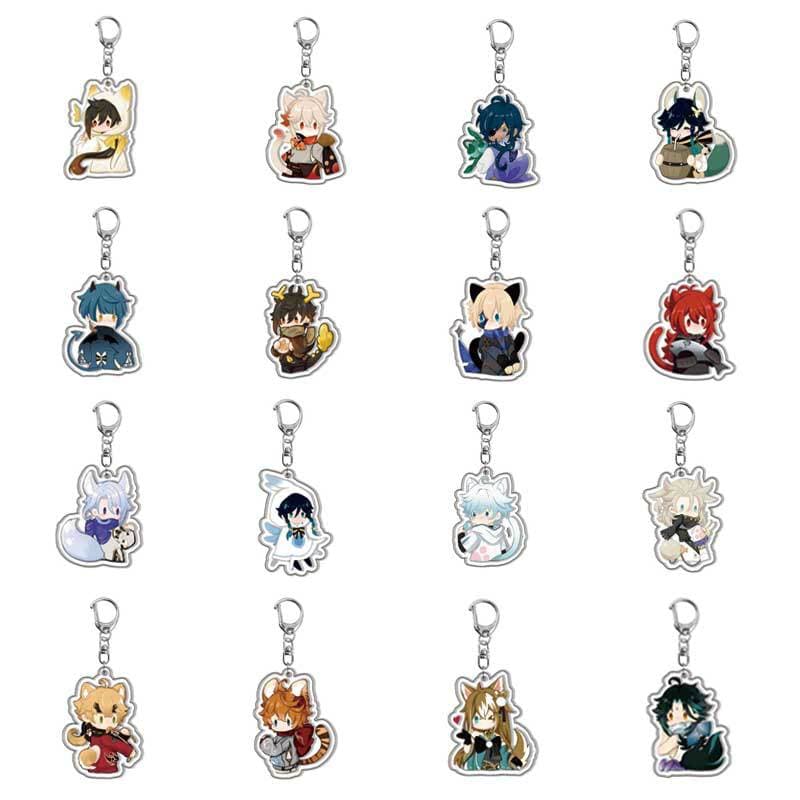 Genshin Impact. Traveler · Lumine, Outrider · Amber, Librarian · Lisa Acrylic Transparent Charm