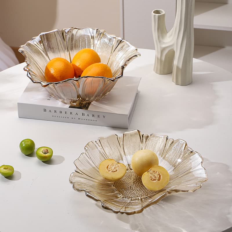 Luxurious Glass Fruit Plate Sunflower Living Room Simple Personalized Snack Display Dry Fruit Basket Home Decor Special Plate