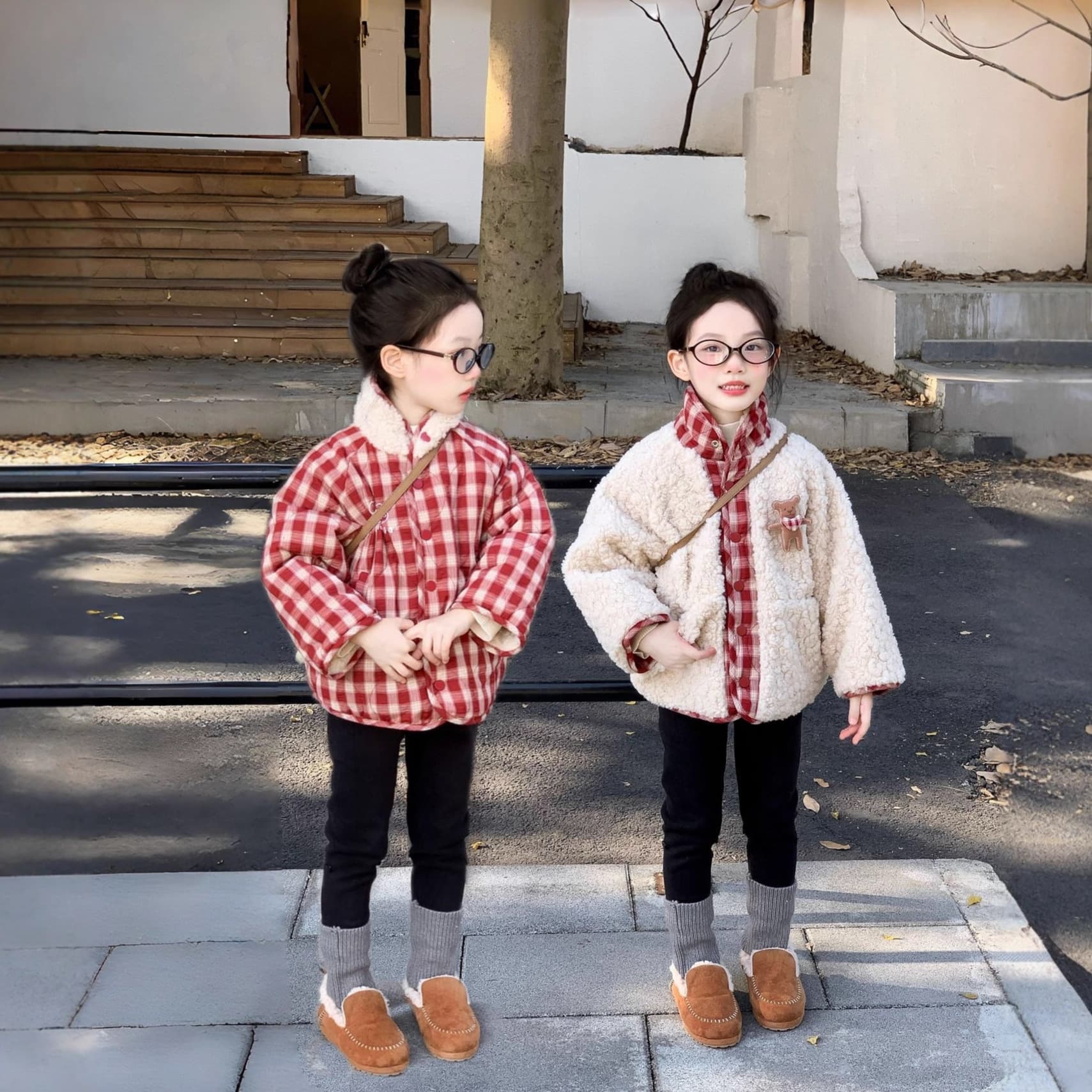 Children's Clothing Girls Thickened Warm Outwear Winter 25 New Kids' Plaid Cotton Outwear Baby Lapel Reversible Cotton Outwear