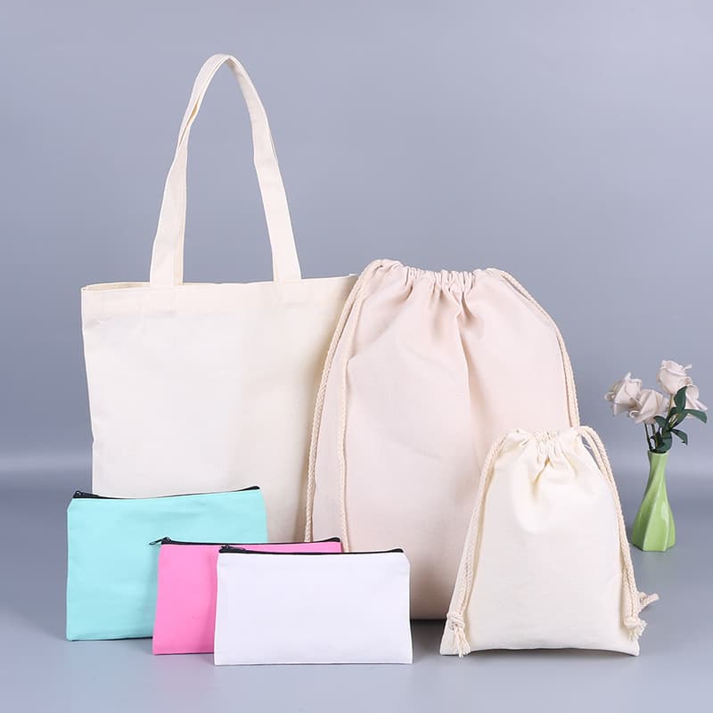 Canvas bag custom made canvas bag drawstring pocket shopping bag canvas hand-held zipper bag cloth bag made of cotton sack logo