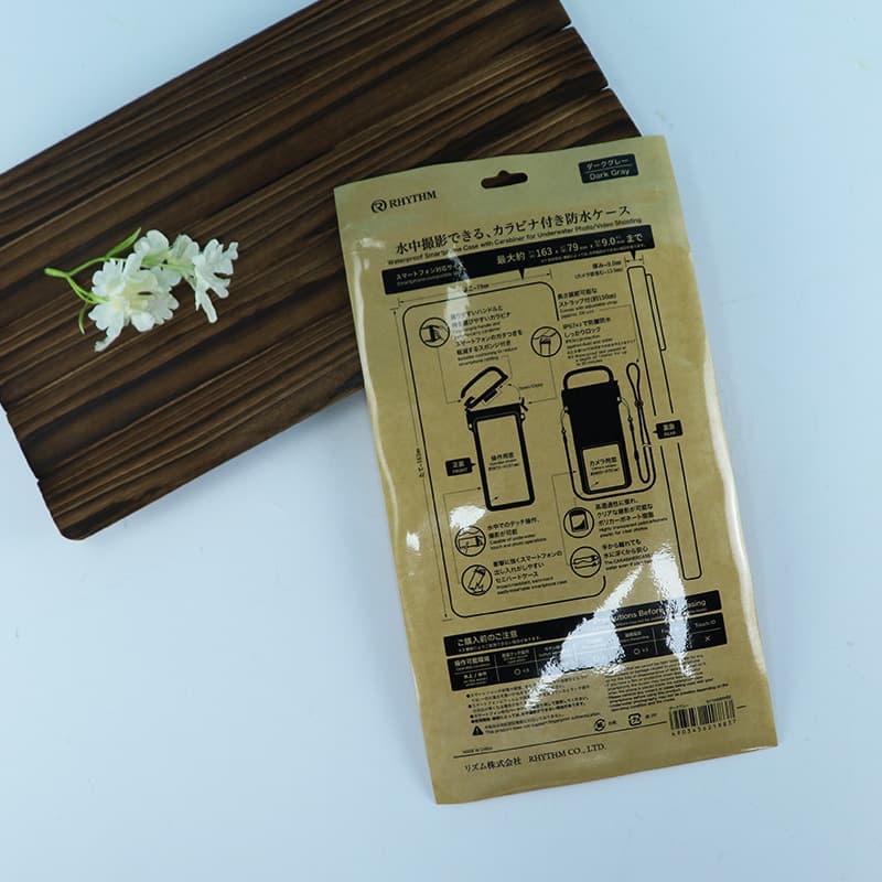 Waterproof Phone Bag Kraft Paper/OPP Paper-Plastic Composite Bag with One Transparent Side and One Kraft Paper Side Packaging Bag Manufacturer