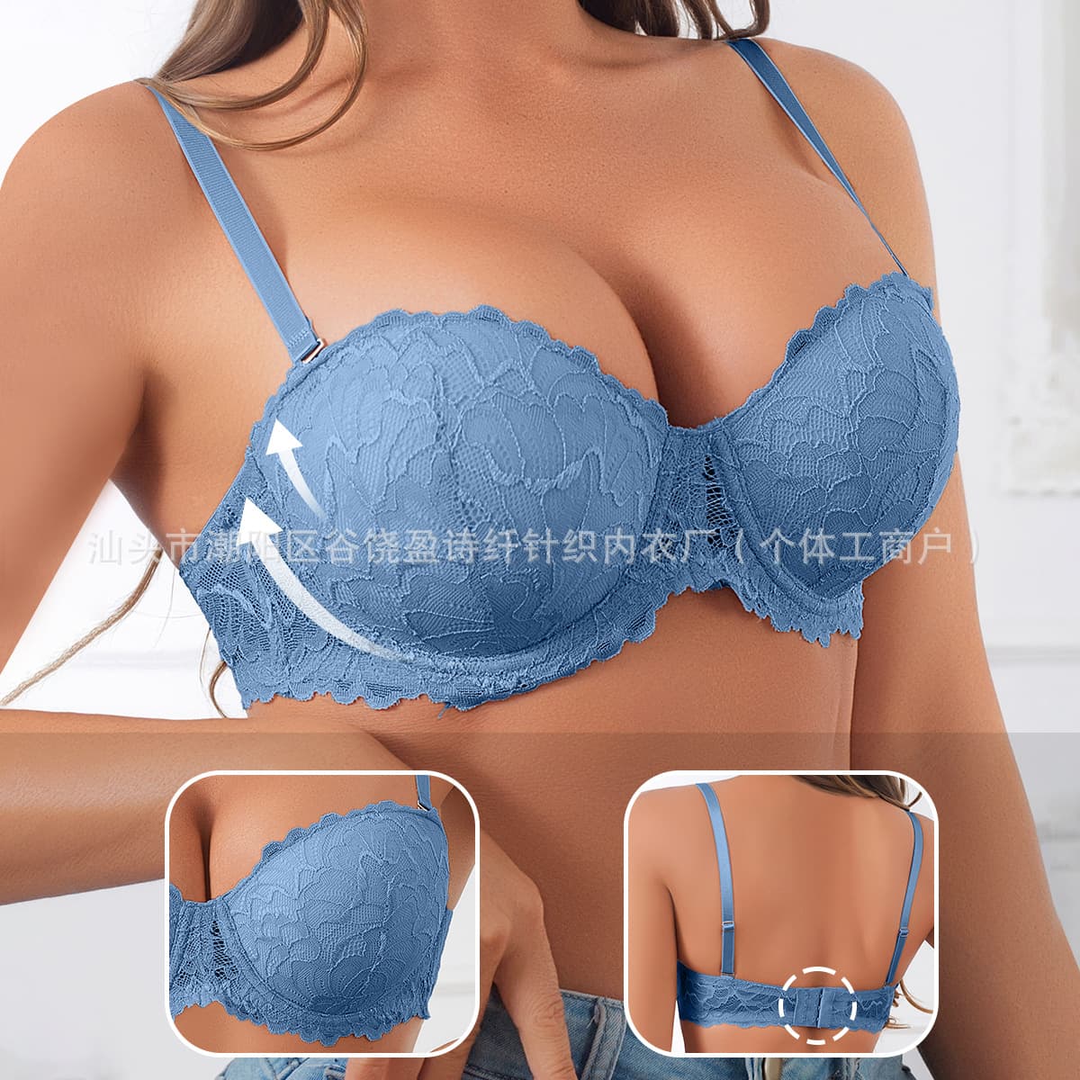 Factory Wholesale Exclusive Cross-Border Push-Up Adjustable Bra, Women's Sexy Lace Patchwork Bra, Hot Sale Bra