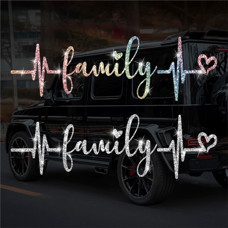 family love car stickers shiny sandblasted reflective car decoration stickers cross-border e-commerce foreign trade hot selling car stickers