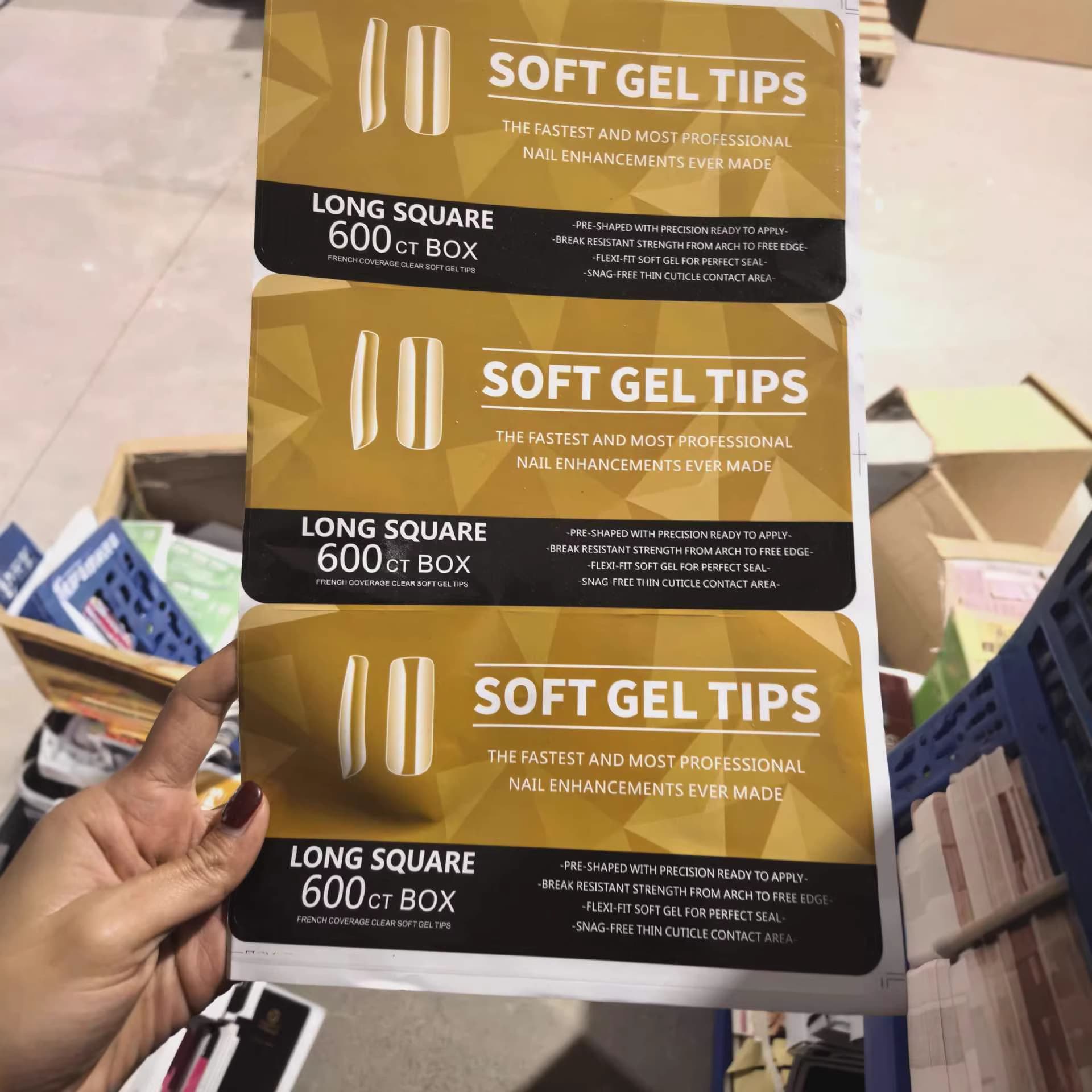 Cross-border Hot Selling Nail Tips SOFT GEL TIPS Color Label Nail Tips Factory Wholesale Hot Selling Long Nail Tips