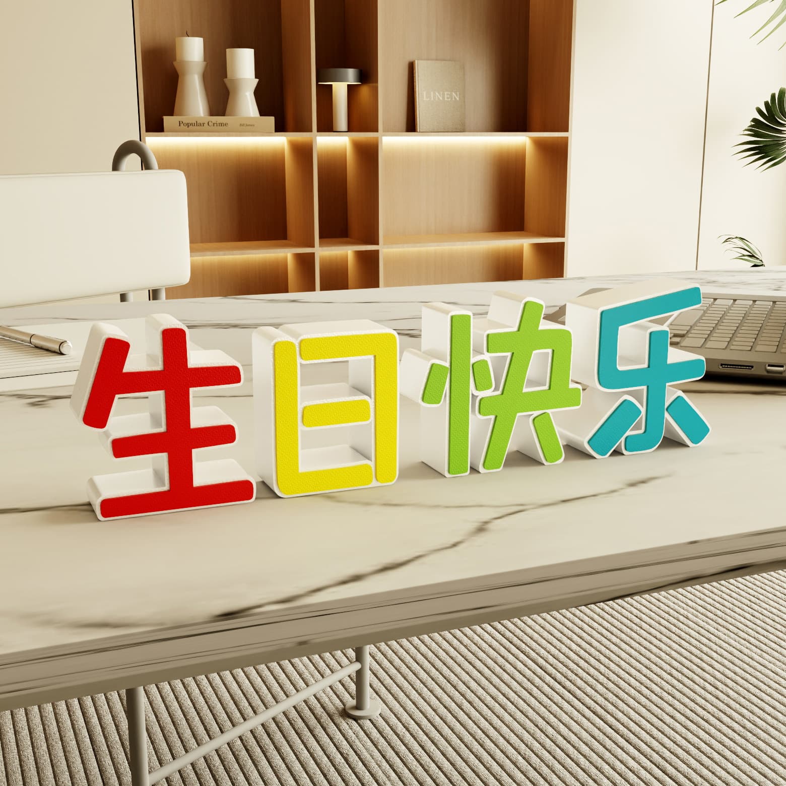 Artistic Ornaments 1034 Happy Birthday Creative Blessing Gifts Colorful 3D Desktop Decorations Birthday Scene Setup