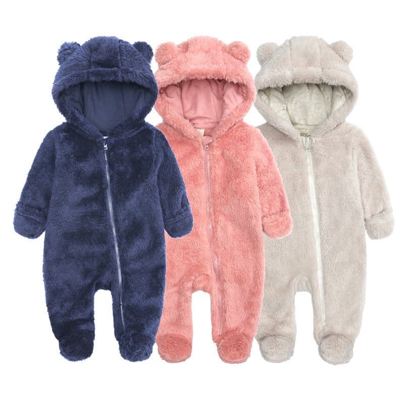 Cross-border EU/US Fall/Winter Baby Romper Jumpsuit Thick Warm Newborn Outwear Fleece Clothing