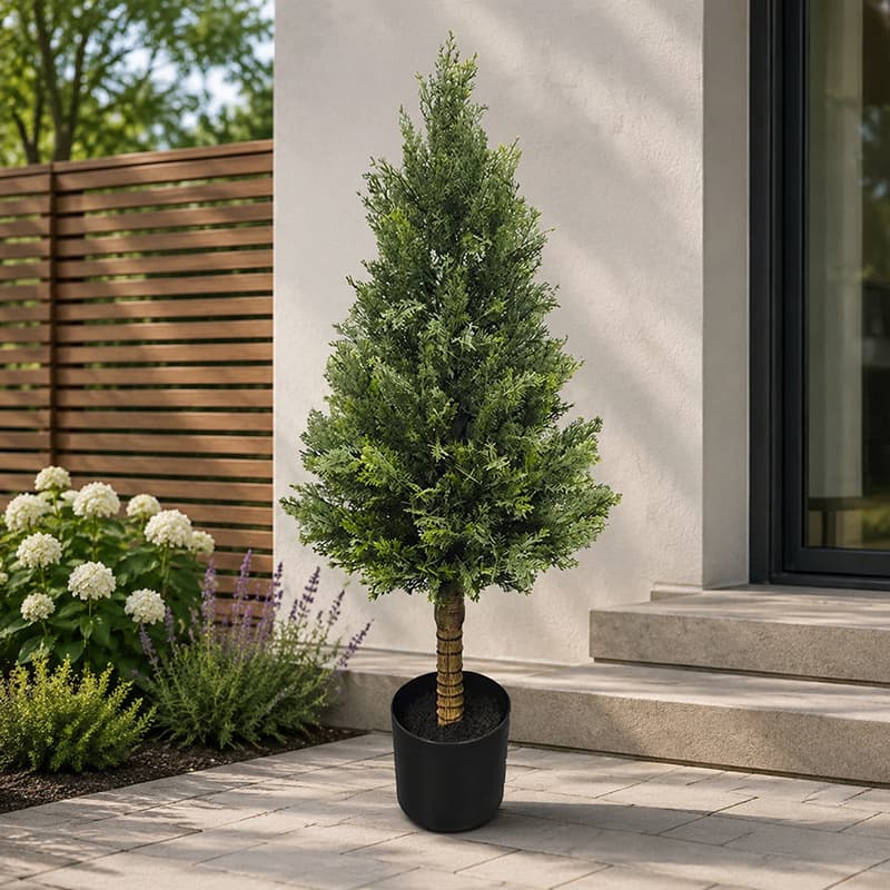 New simulated tapered pine and cypress tree potted outdoor courtyard balcony landscaping floor-to-ceiling simulated green plant Christmas tree ornaments