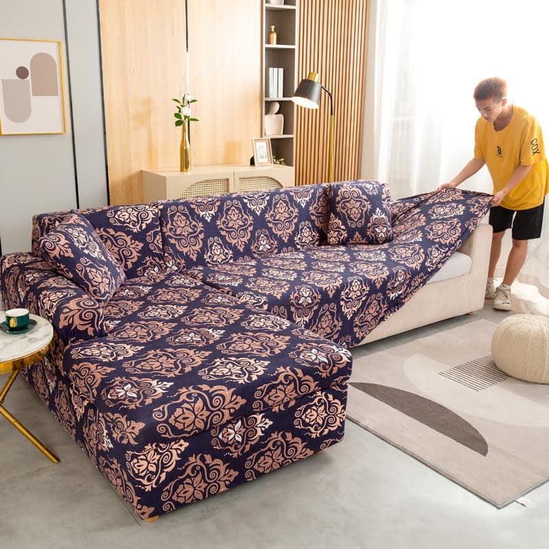 Full-Cover Stretch Sofa Cover Four-Season Sofa Cushion Cover Lazy L-Shaped Chaise Sectional Sofa Throw
