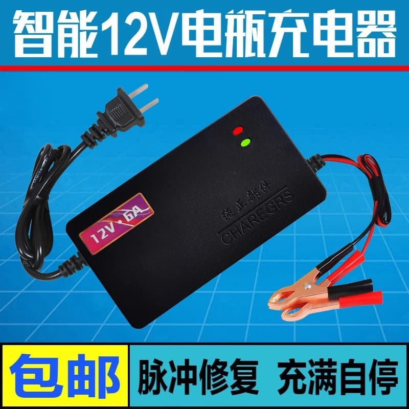 Smart 12V Car Battery Charger Motorcycle Universal Lead-Acid Battery Pulse Repair Charger