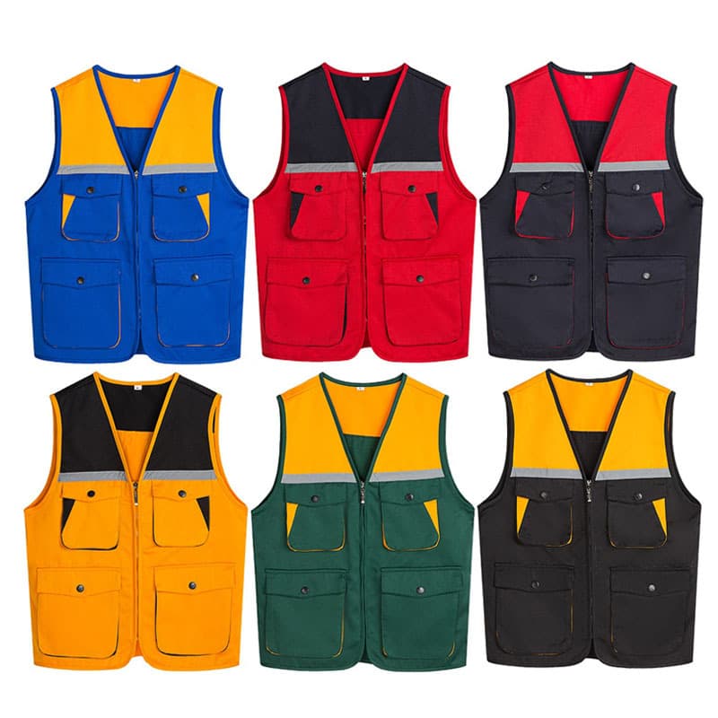 Workwear Custom Color Block Vest Work Uniform Printed Logo Text Advertising Designated Driver Renovation Volunteer Vest Durable Work Clothes