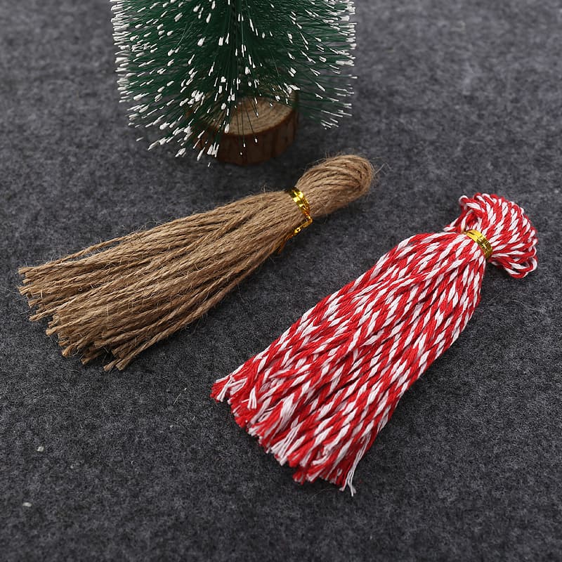 25cm Jute Rope Handmade DIY Creative Decorative Rope Red White Cotton Thread Clothing Tag Special Thin Jute Rope