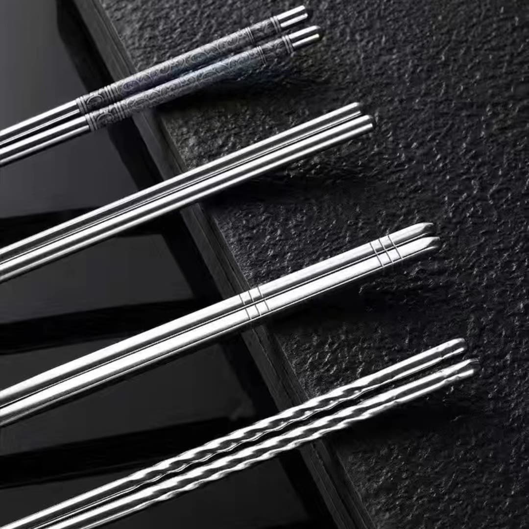201 stainless steel 6mm 1923 threaded chopsticks, home use, hollow slip-resistant family utensil set, mold-resistant, single takeout chopstick.