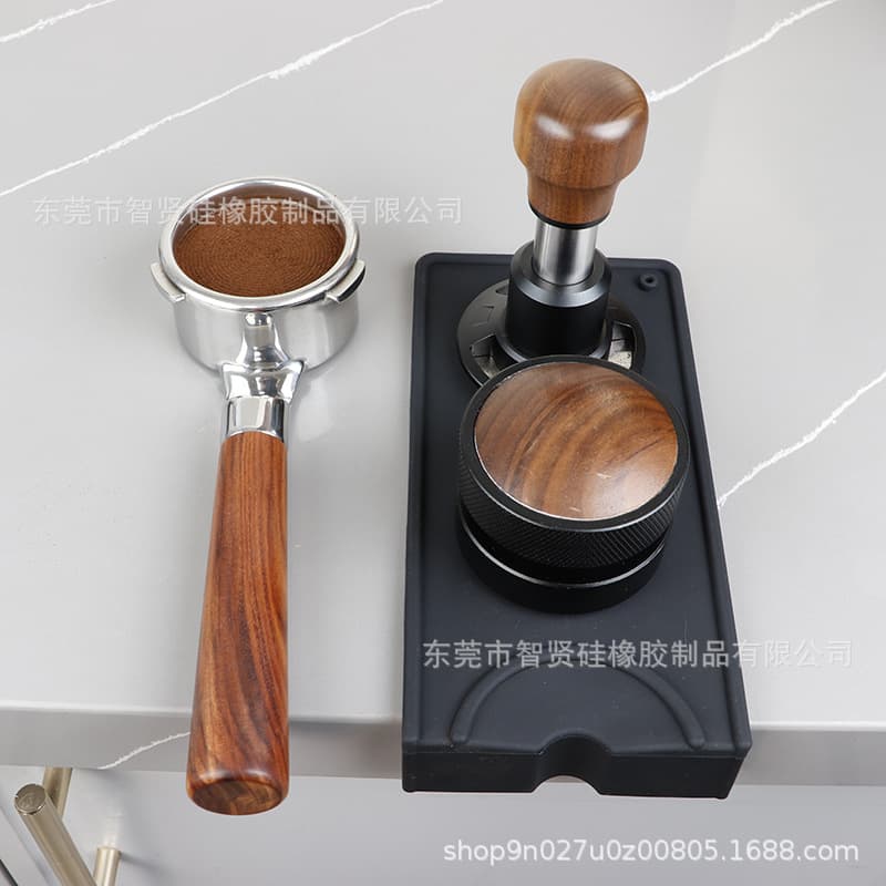 Factory Stock Silicone Coffee Tamping Mat, Corner Coffee Tamping Pad, Double Slot Coffee Tamper, Coffee Brown Mat