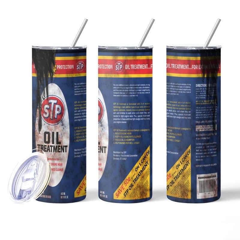 20oz Vintage Engine Oil Filter Skinny Tumblers with Straws and Lids