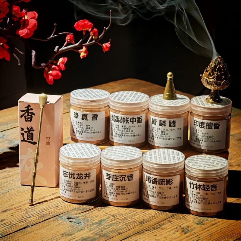 TikTok 8-Flavor Incense Set: Goose Pear Incense, Agarwood, Sandalwood, Dalbergia Incense Powder, Incense Seal, Incense for Home Use