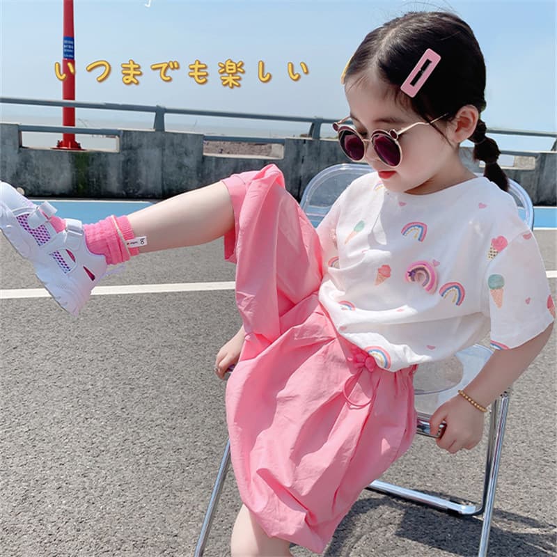 Girls' short-sleeved T-shirt suit, summer clothing, internet celebrity, western style children's clothing, harem pants, casual two-piece summer suit for small and medium-sized children