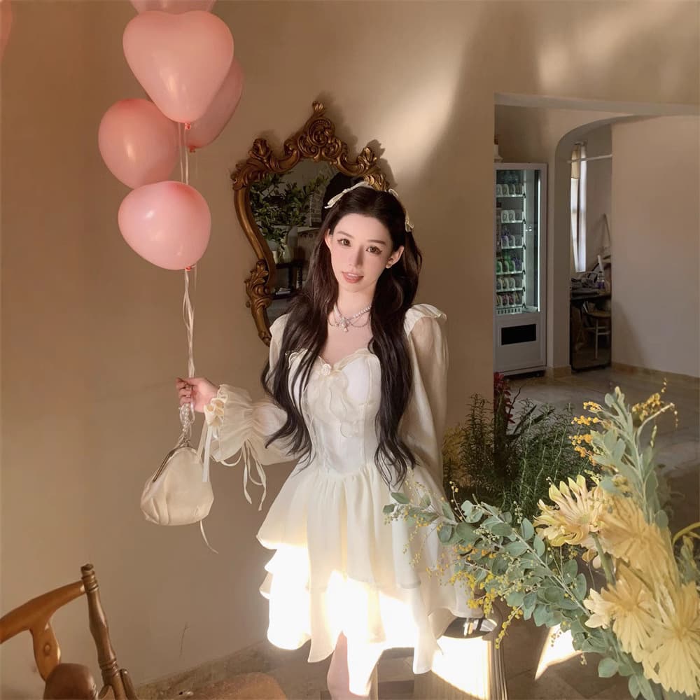 Ballet-style Dress for Women 2024 New Spring/Summer Fairy-Tale Elegant Gentle Lantern Sleeve Puffy Princess Dress Set