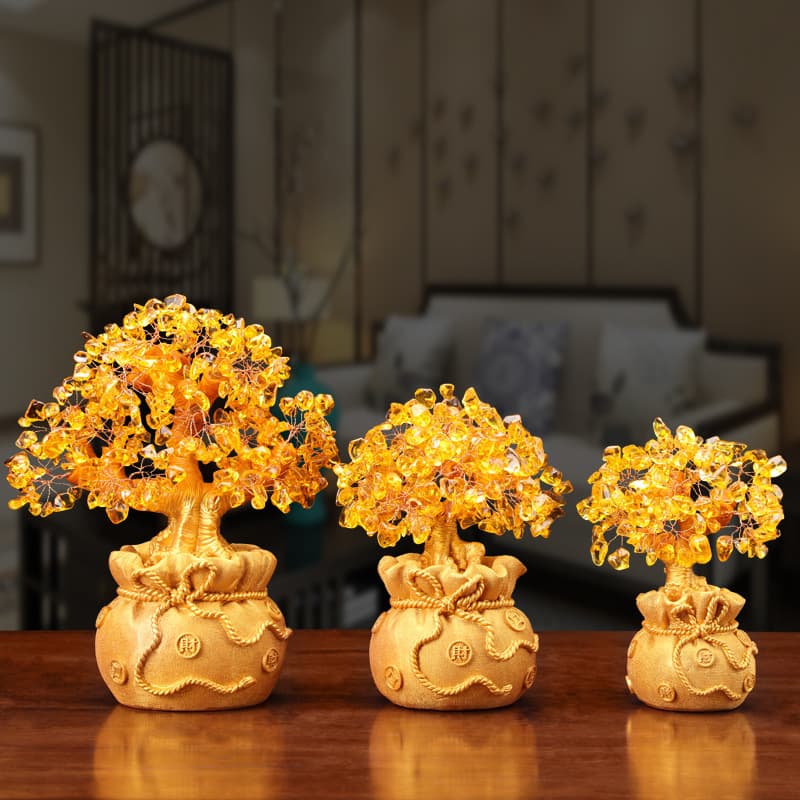Chinese citrine money tree money bag ornaments home wine cabinet decoration handicrafts factory direct sales wholesale