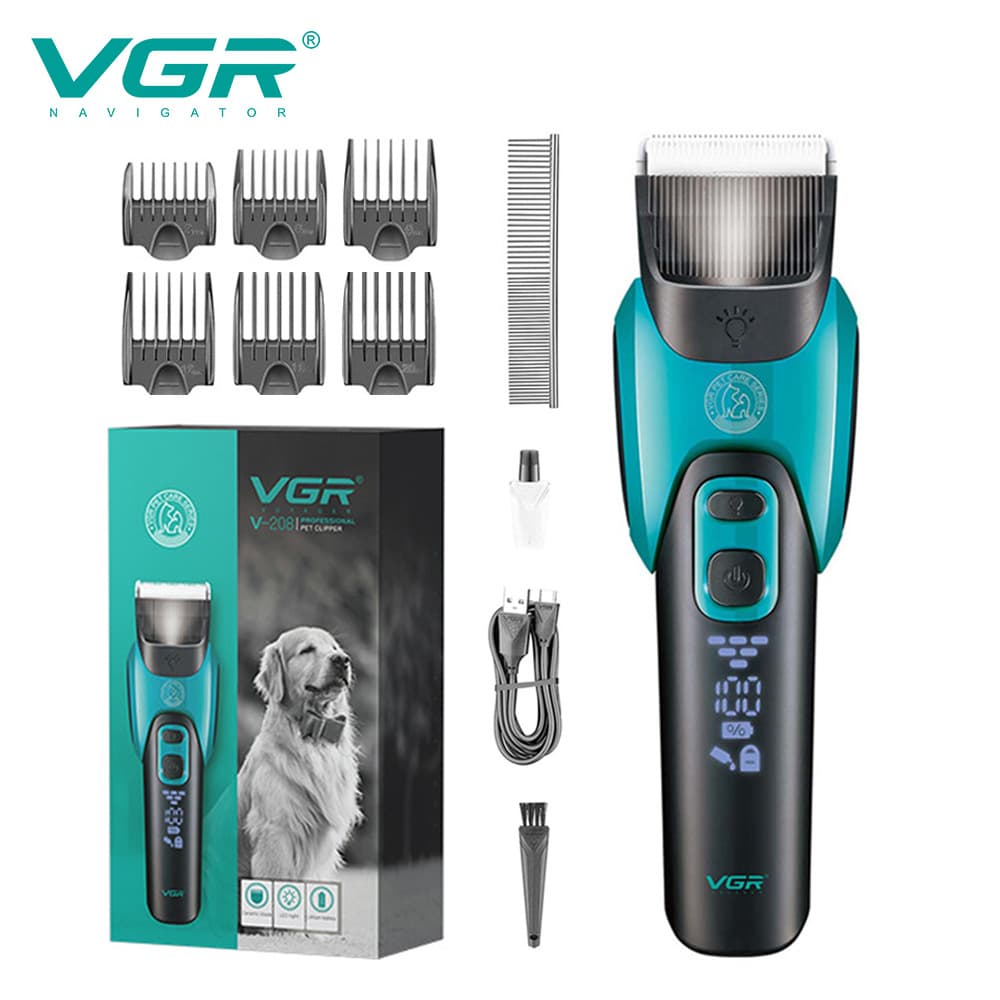 Pet Grooming Electric Hair Clipper Dog Shaver Ceramic Blade Waterproof Rechargeable Pet Trimmer VGR208 for Cats And Dogs