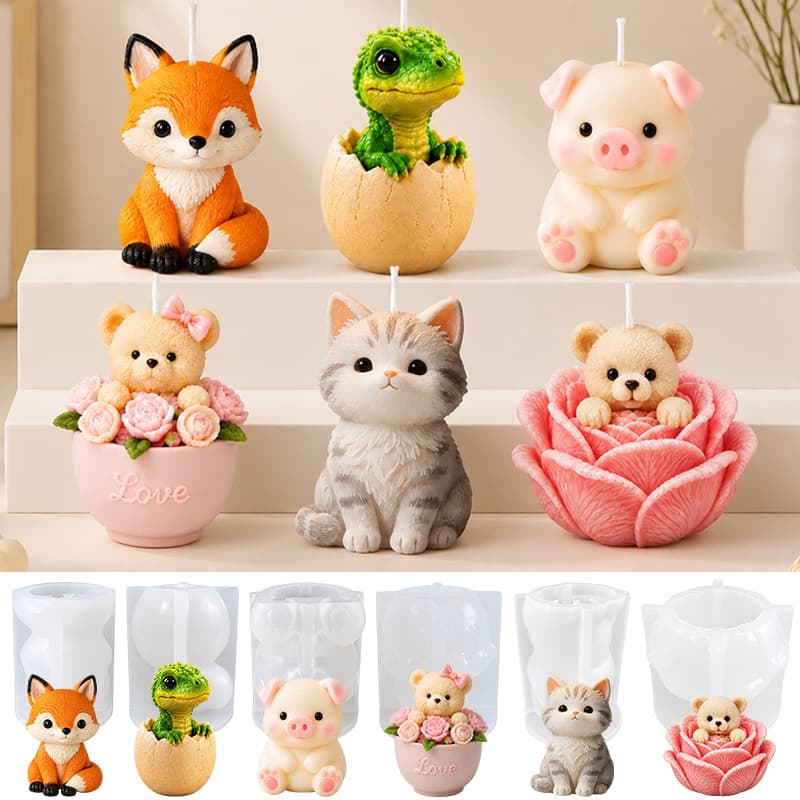 DIY Scented Candle Mold Animal Decoration Plaster Mold Food-Grade Silicone Resin Epoxy Mold