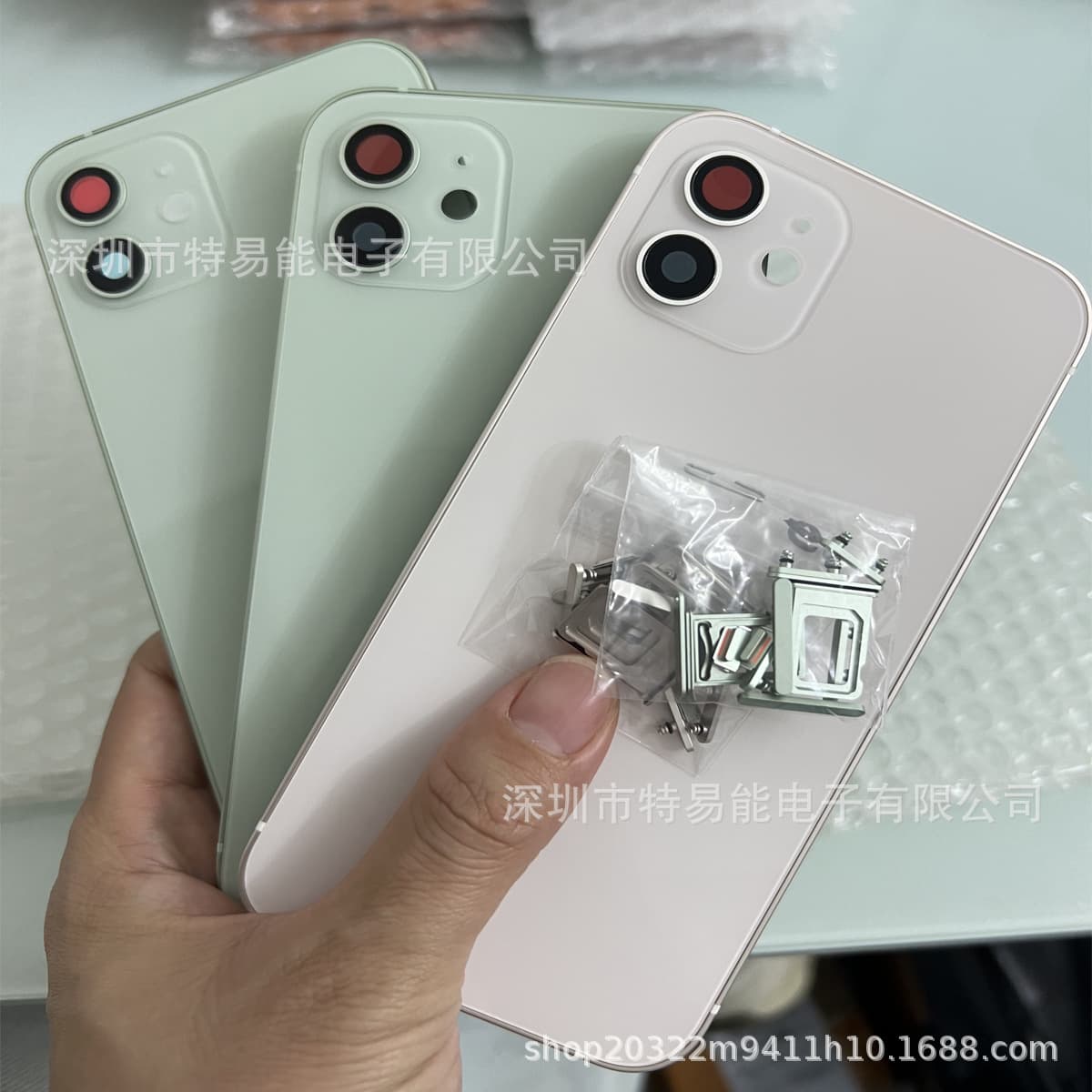 Suitable for iPhone 12 mobile phone back cover assembly, middle frame and glass integrated assembly, with card tray slot for volume keys