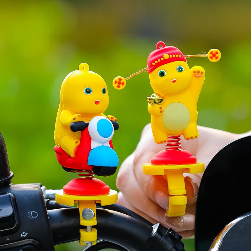 2025 New Official Nai Long Electric Vehicle Ornament Wobble Head Cartoon Figure Summer Cycling Bicycle Decoration