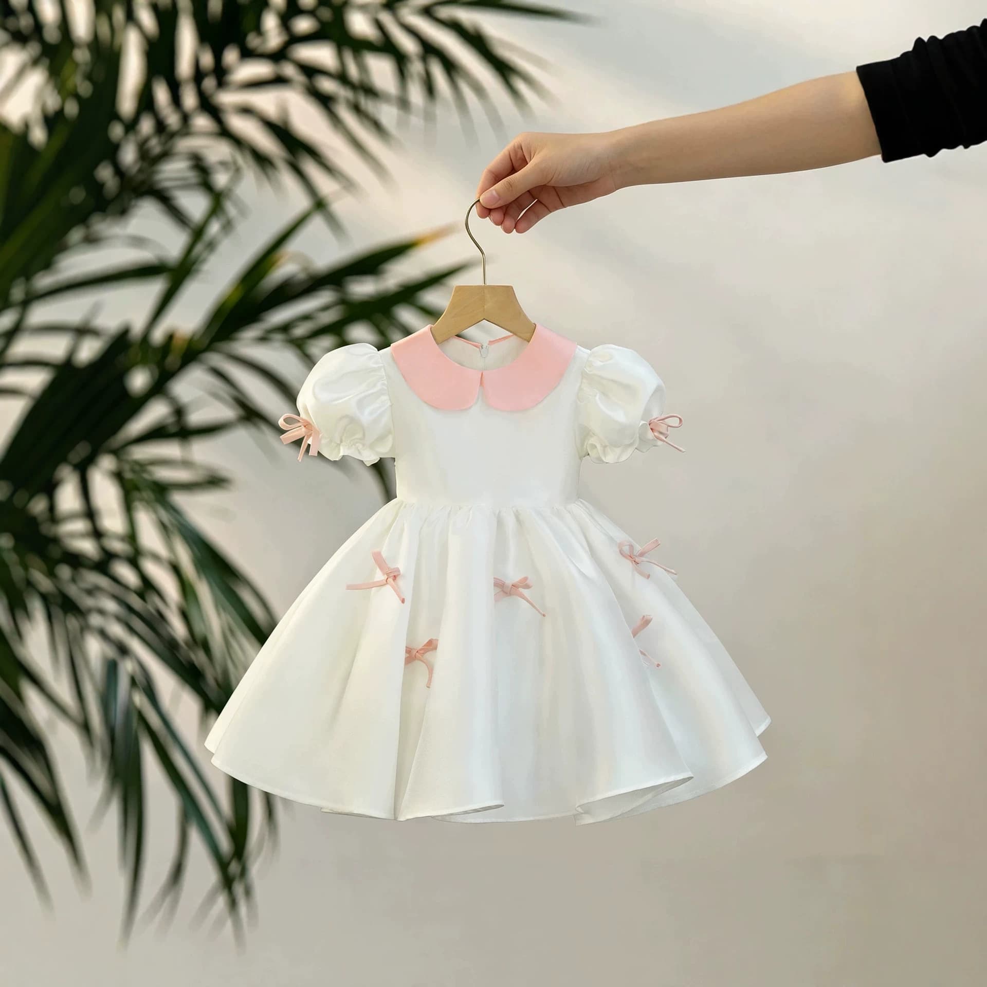 Flower Girl Princess Girl Wedding Dress Dress Performance Costume Pink Baby First Year Party Clothes Beautiful Princess Dress