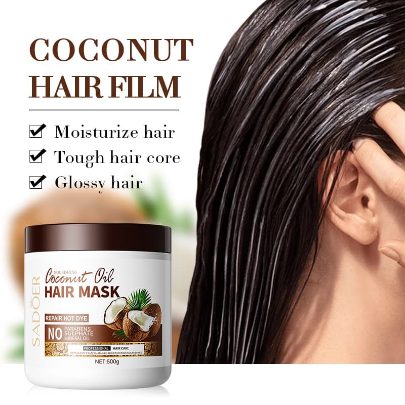 SADOER Coconut Nourishing Hair Mask (All English) - Improves Frizz, Smoothes Hair, Repairs Hair, Conditioner - Cross-border Wholesale