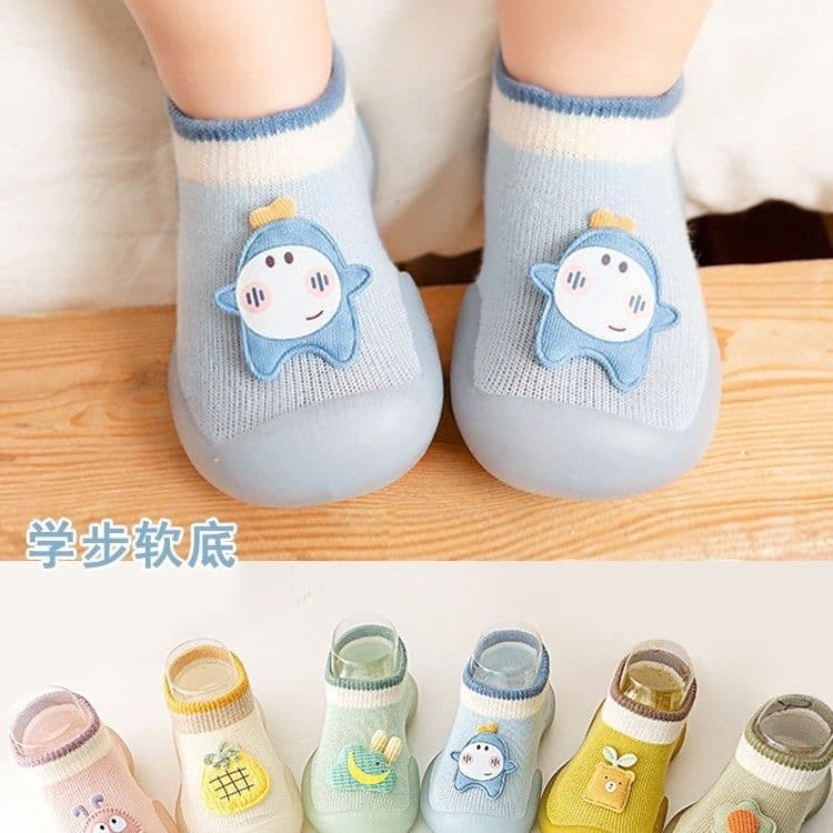 Children's Learning-to-walk Shoes Unisex Baby Sneakers Anti-slip Soft Sole Cute Cartoon Pattern Breathable Mesh Cloth