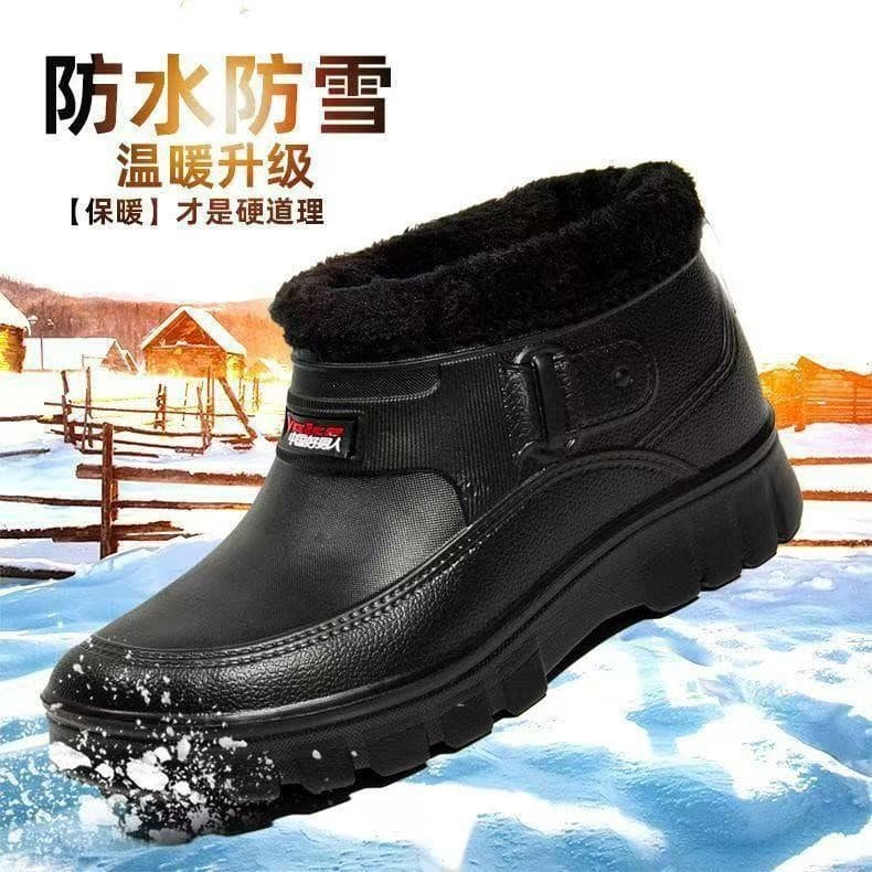 Snow Boots Waterproof Warm Fleece-Lined Unisex Cotton Boots Outdoor Car Wash Refrigeration Chef Work Heel Protection Cold and Moisture Resistant