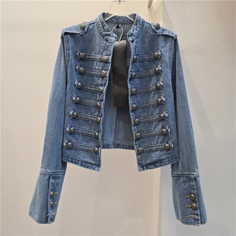 Vintage Palace Style Denim Jacket for Women 2026 Spring Autumn Designer Loose BF Style Cropped Jacket