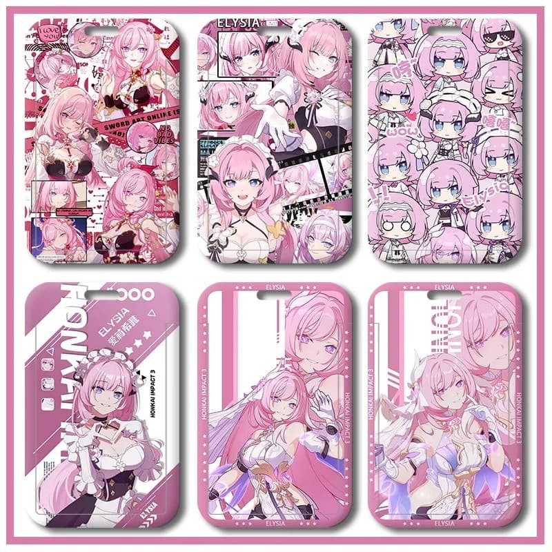 Honkai Impact 3 Elysia Pink Elf Elysia Protective Case School Student Cartoon Bus Card ID Card Holder