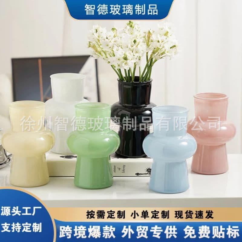 European simple ins style high-looking glass vase European cream style flower arrangement living room table decoration